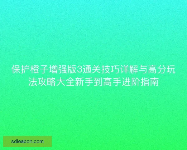 保护橙子增强版3通关技巧详解与高分玩法攻略大全新手到高手进阶指南